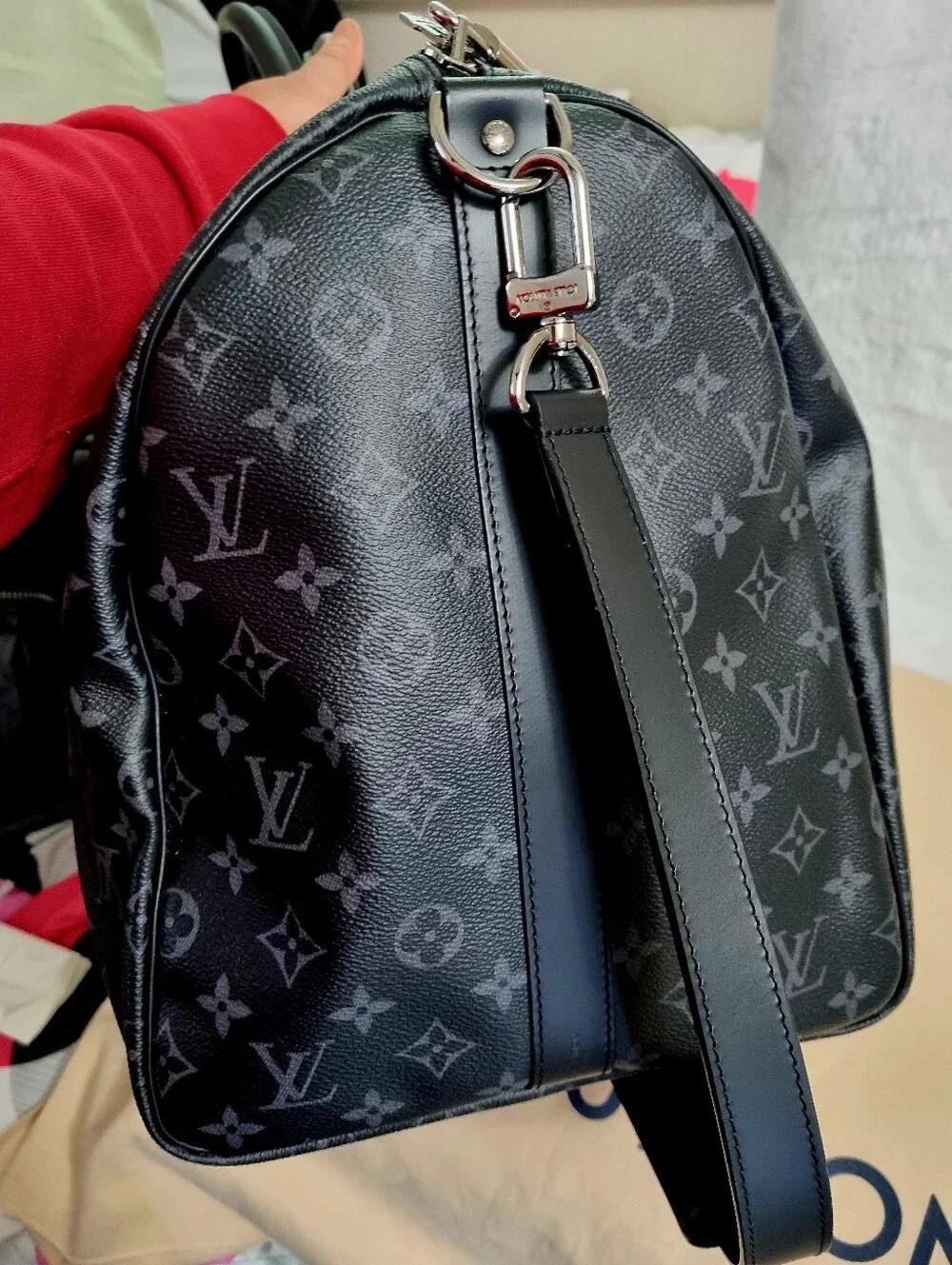 Louis Vuitton Black Monogram Keepall 55 Duffel Bag